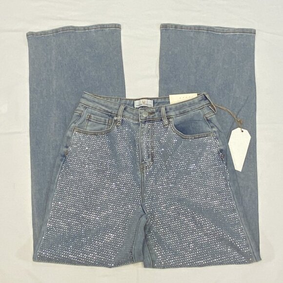 Austin Landing Jewel High Rise Wide Leg Light Wash Denim Jeans Vintage Style NEW - Picture 7 of 12